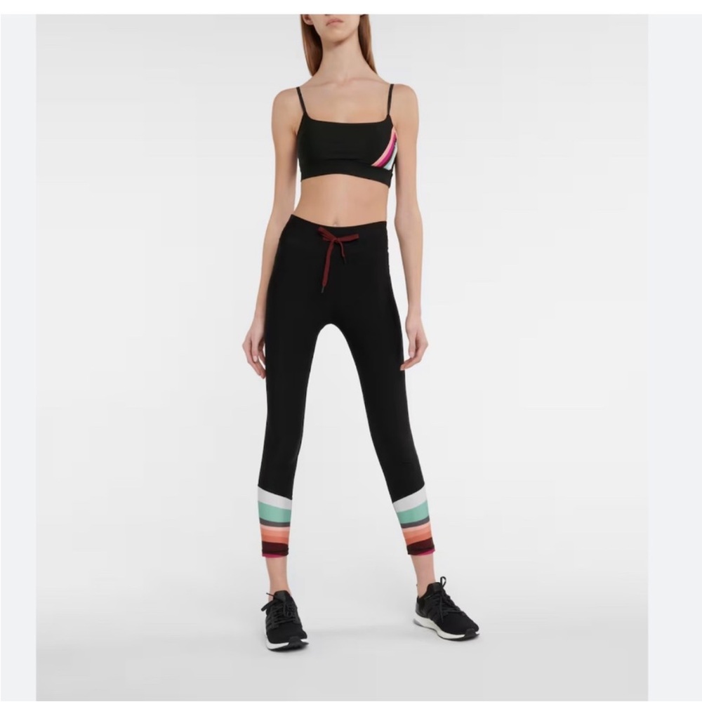 The Upside Black Multicolor Stripe Leggings and bra set size 6